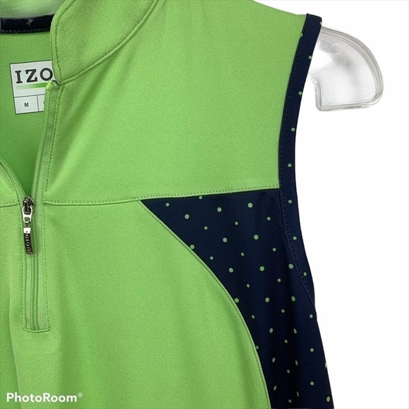 Izod 1/4 Zip Green and Navy Golf Shirt Size M - Picture 6 of 8